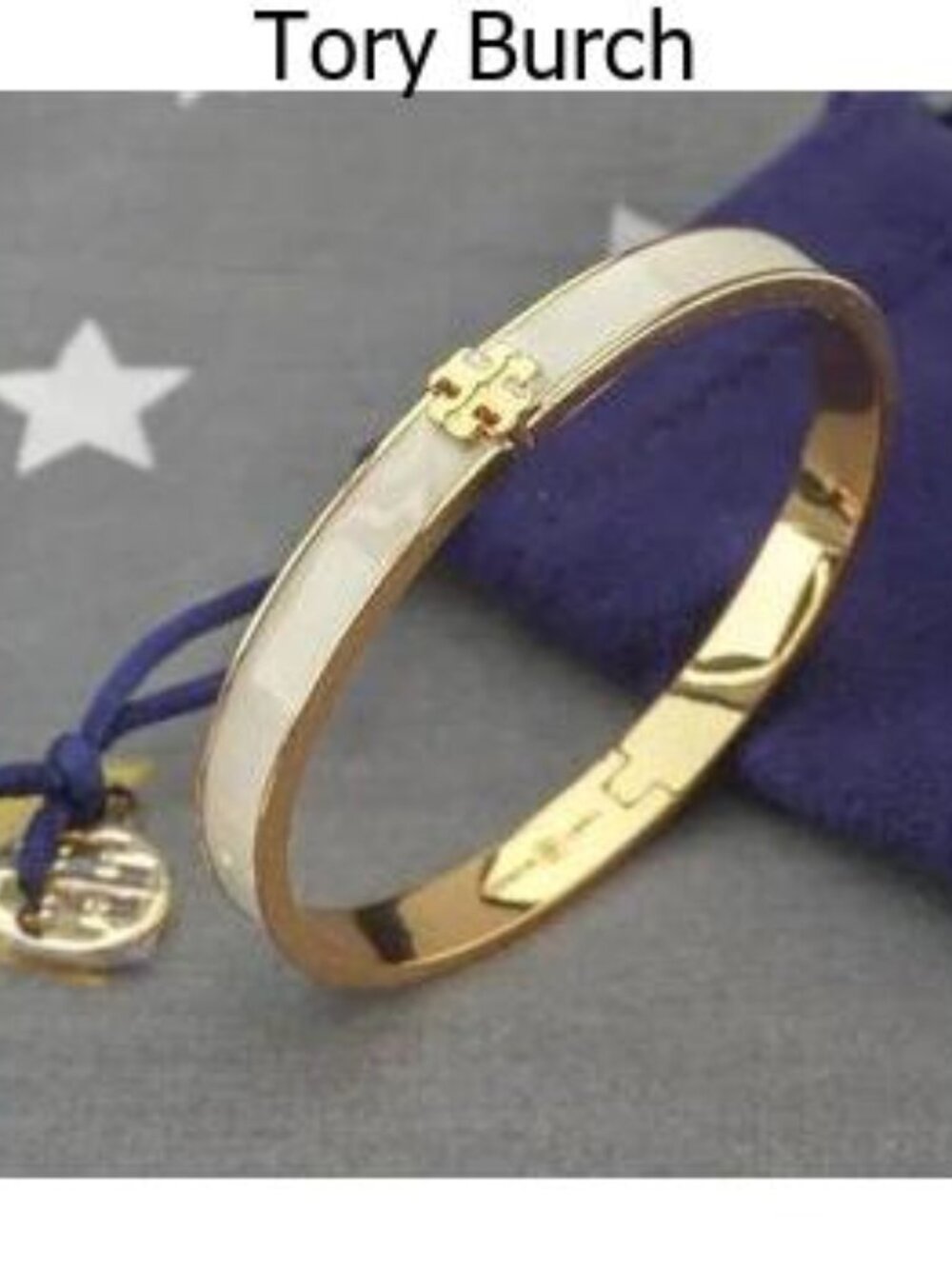 Tory Burch Kira Enamel 7mm Bracelet Bangle in New Ivory (Brand New) Medium